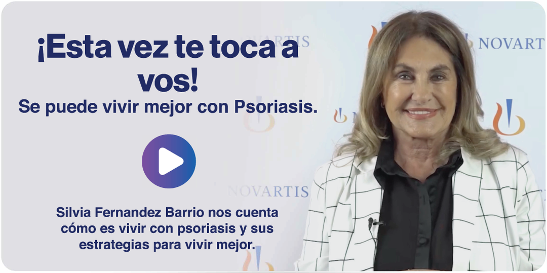 Imagen miniatura introducción al video de Silvia Fernandez Barrio, que cuenta cómo es vivir con psoriasis y sus estrategias para vivir mejor.